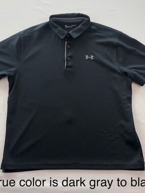 Under Armour Polo Shirt Mens Dark GrayShort Sleeve Heat Gear Loose Fit Size XL